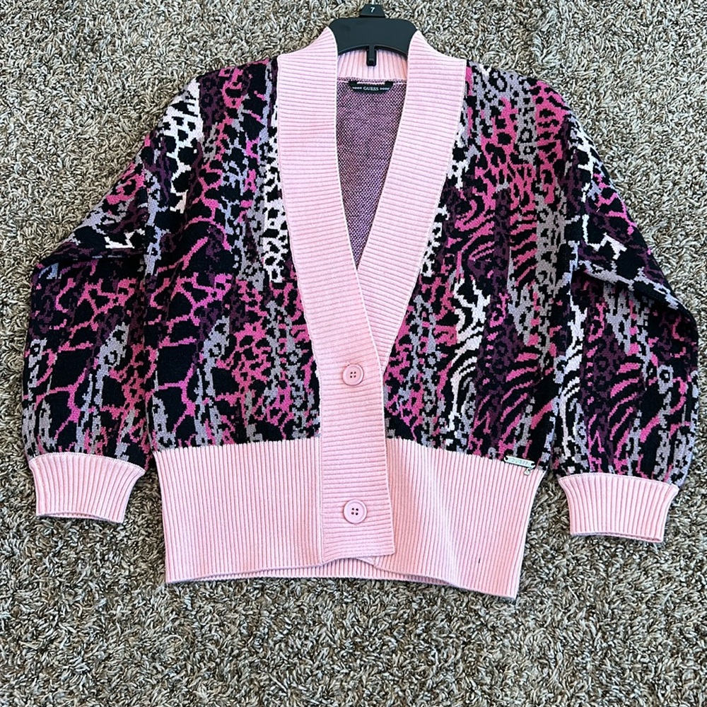 Pink Animal Print Cardigan